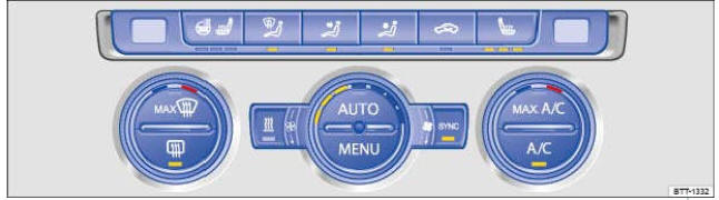 Fig. 209 Dans la partie supérieure de la console centrale: éléments de commande du climatiseur à régulation automatique (Climatronic)