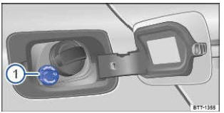 Fig. 217 Derrière la trappe à carburant: bouchon de la goulotte de remplissage